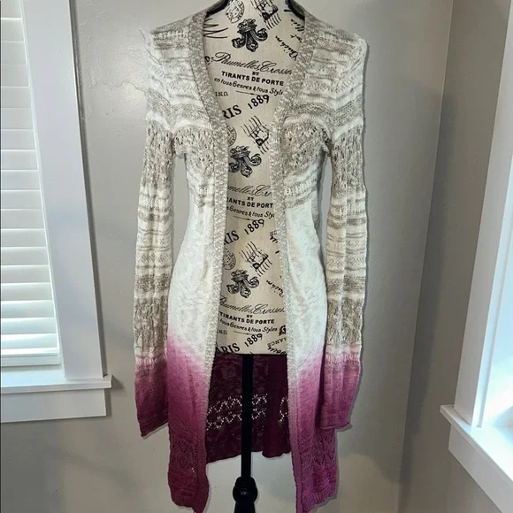 Maurices Sweaters Maurices Cream And Pink Cardigan Sweater